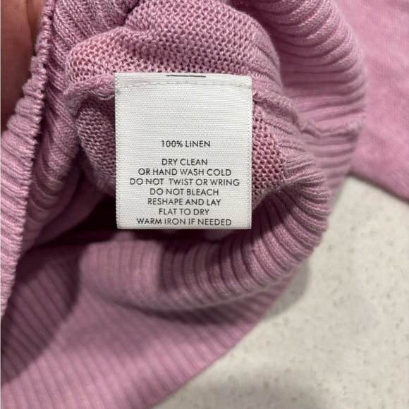 White + Warren Light Pink Crew Neck 100% Linen Sweater Size S - Picture 3 of 7